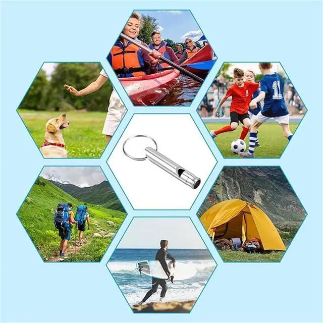 Alt view image 4 of 6 - Set of 3 Extra Loud Whistles for Camping Hiking Hunting Outdoors Sports and Emergency Situations, Sturdy but Light Aluminium Key Chain Signals