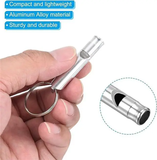 Alt view image 5 of 6 - Set of 3 Extra Loud Whistles for Camping Hiking Hunting Outdoors Sports and Emergency Situations, Sturdy but Light Aluminium Key Chain Signals