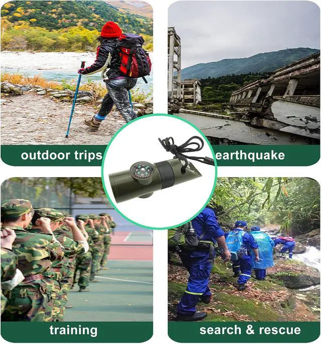 Alt view image 2 of 7 - Survival Whistle, 7in1 Emergency Whistle Survival, Multifunctional Camping Signal Whistle, Essential Emergency Tool with Lanyard for Hiking/Exploration/Climbing/Camping/Boating/Outdoor Adventures