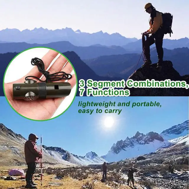 Alt view image 3 of 7 - Survival Whistle, 7in1 Emergency Whistle Survival, Multifunctional Camping Signal Whistle, Essential Emergency Tool with Lanyard for Hiking/Exploration/Climbing/Camping/Boating/Outdoor Adventures