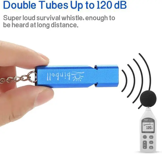 Alt view image 4 of 6 - Double-Tube Whistle Aluminum Alloy Survival Whistle for Outdoor Needs Sports Referee Emergency