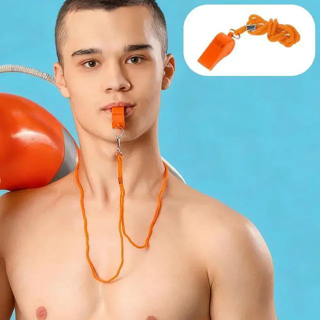 Alt view image 6 of 7 - 2 Packs Orange Emergency Whistle with Lanyard, Loud Clear Crisp | Plastic Coach Whistles for Coaches, Whistle Emergency for Self-Defense, Lifeguard and Emergencies Sport Training Lifeguard