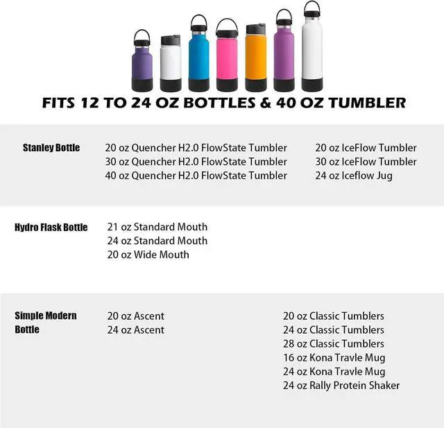 Alt view image 4 of 7 - 5Pcs Silicone Bottle Boot, Bottom Protector Compatible with Stanley/Hydroflask/Iron Flask/Simple Modern, 2.9-3in Bottom Width of Stainless Water Bottle
