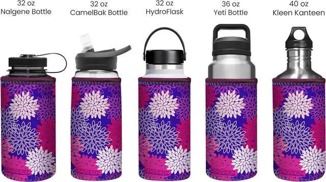 Alt view image 2 of 6 - Water Bottle Sleeve, Neoprene Insulated Sleeve, Fits 32-40 Oz. Water Bottle, Washable and Reusable, XL Size, Abstract Paisley