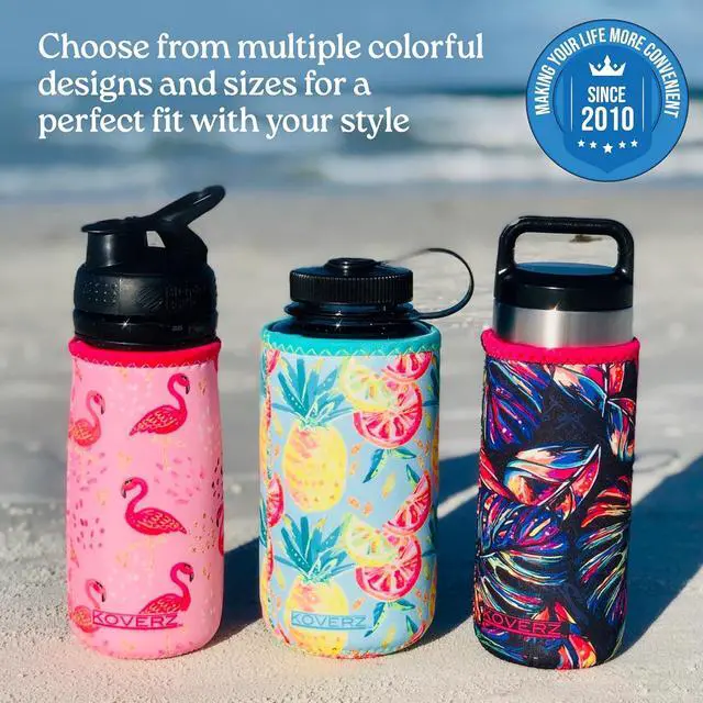 Alt view image 3 of 6 - Water Bottle Sleeve, Neoprene Insulated Sleeve, Fits 32-40 Oz. Water Bottle, Washable and Reusable, XL Size, Abstract Paisley