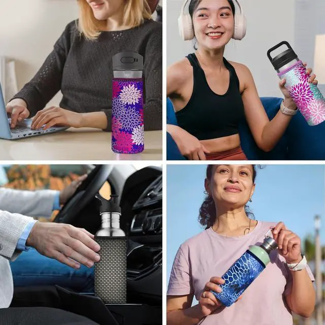 Alt view image 5 of 6 - Water Bottle Sleeve, Neoprene Insulated Sleeve, Fits 32-40 Oz. Water Bottle, Washable and Reusable, XL Size, Abstract Paisley