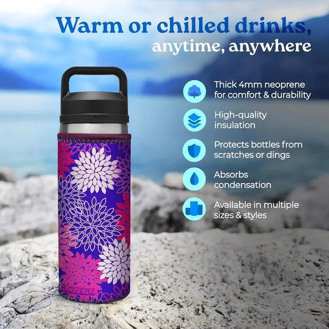 Alt view image 6 of 6 - Water Bottle Sleeve, Neoprene Insulated Sleeve, Fits 32-40 Oz. Water Bottle, Washable and Reusable, XL Size, Abstract Paisley