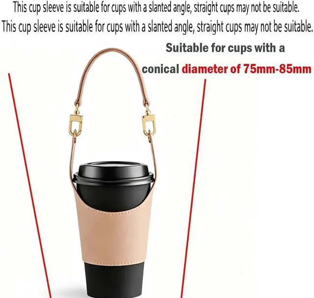 Alt view image 3 of 6 - Coffee Cup Holder Tea Cup Protective Sleeve, Water Bottle Holder PU Leather Pouch, Outdoor Camping Shopping Travel cup Sling(Black)