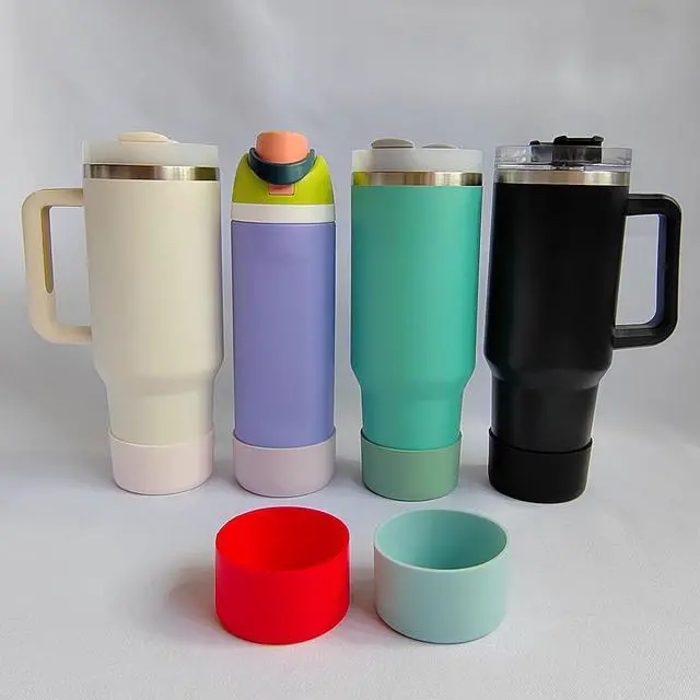 Alt view image 7 of 7 - 6Pcs Silicone Cup Boots for Tumblers Water Bottle | Fits Owala/Stanley/Simple Modern/Yeti/Hydro Flask, 2.8-3.1in Width Bottom Protector Cover Sleeve, 6 Colors