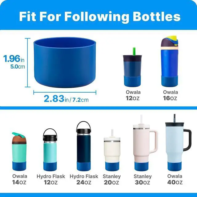 Alt view image 5 of 7 - Silicone Boot for Owala Kids Water Bottle 14/16 oz, Tumbler 12oz | Anti-Slip Protective Sleeve Bottom Protector for Owala 14/16oz, BPA-Free, Reduces Dents & Noise for School, Daily Use