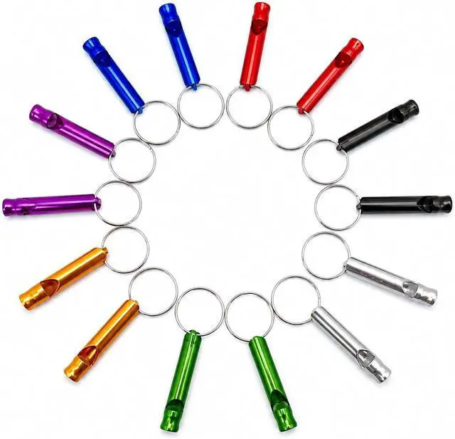 Main image of 14 Small Aluminum Whistles with Keychains Safety/Survival/Training/Emergency use, Suitable for Hiking, Camping, Fishing, Training, etc.