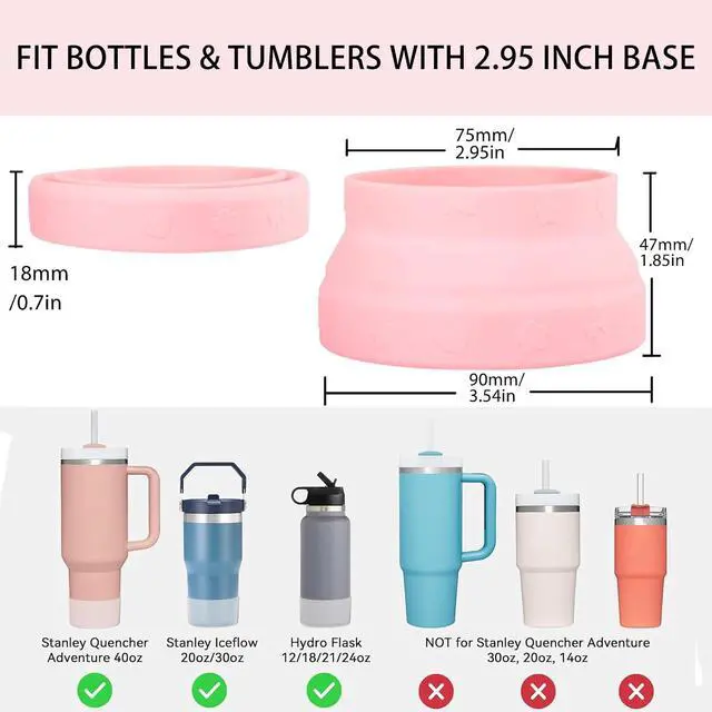 Alt view image 2 of 6 - Bow Silicone Boot for Stanley Tumbler H2.0 30oz 40oz & IceFlow 20oz 30oz& Owala 24oz& Hydro Flask Water Bottle 12-24 oz Foldable Protective Bottom Sleeve Cover for Stanley Cup Accessories