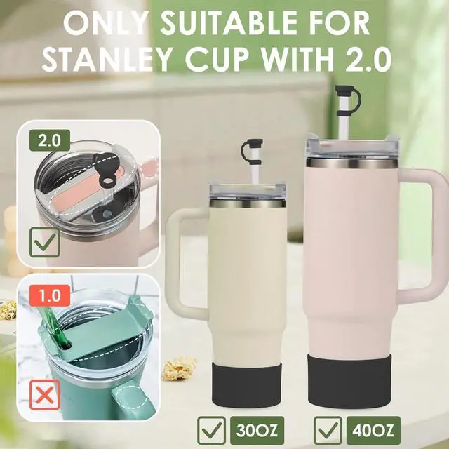 Alt view image 6 of 7 - 7 PCS Silicone Stopper and Sleeve Set for Stanley Tumblers, Black | Stanley Cup Accessories Set Compatible with H2.0, Straw Covers and Sleeve
