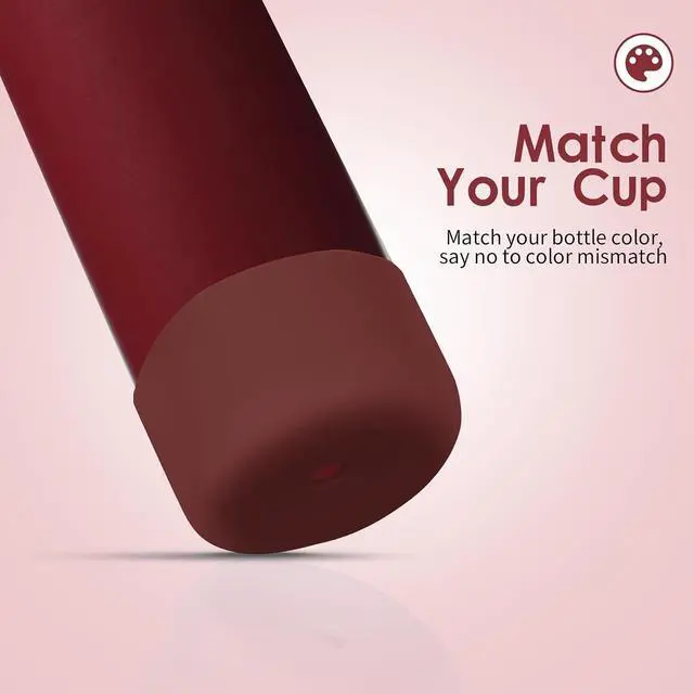 Alt view image 5 of 7 - 2PCS Silicone Water Bottle Boot, Compatible with Owala 24oz 32oz 40oz, Protective Anti-Scratch & Anti-Dent No Noise Sleeve Cover for FreeSip/Twist/Flip Water Bottles (Burgundy Bay, 32oz)