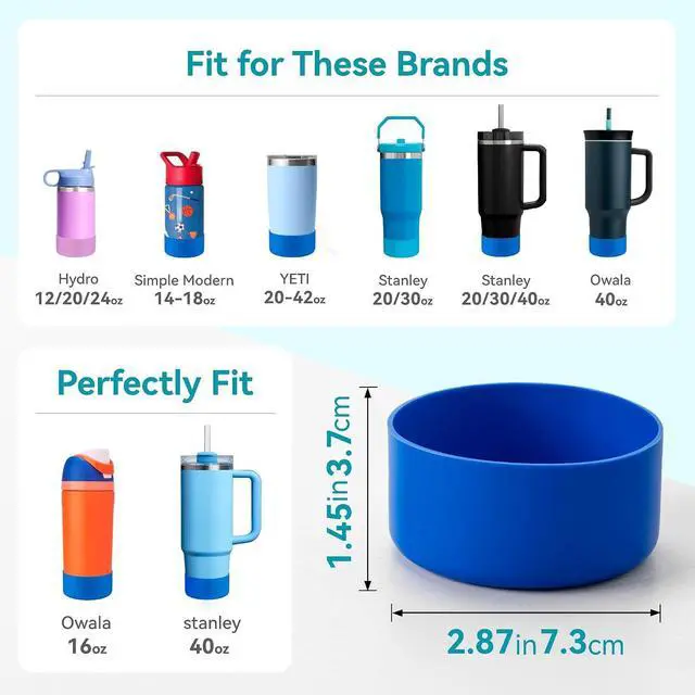 Alt view image 7 of 7 - Silicone Boot for Stanley 20-40 oz, Anti Slip Bottom Cover Sleeve for for Hydro Flask Water Bottle 12-24 oz and Tumblers Bottom of 2.83-2.95in