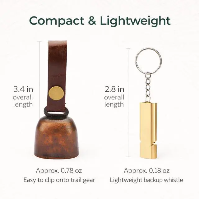 Alt view image 7 of 7 - kcrygogo Loud Bear Bells with Leather Button Strap and Emergency Whistle for Survival, Hiking, Biking, Fishing, Climbing2sets