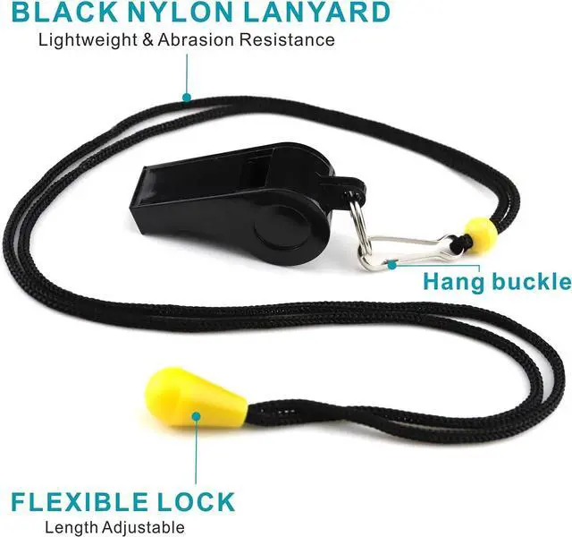 Alt view image 5 of 7 - 8 Pack Colorful Plastic Whistles with Lanyards, Loud Crisp Sound Whistles for Coaches, Referees, Emergency Survival, Sports Events, Camping, and Pet Training