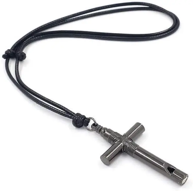 Alt view image 2 of 5 - Alloy Emergency Whistle, Loud Portable Keychain Necklace Whistle for Emergency Survival, Life Saving, Hiking, Camping, and Pet TrainingMatching ClothesGun Color