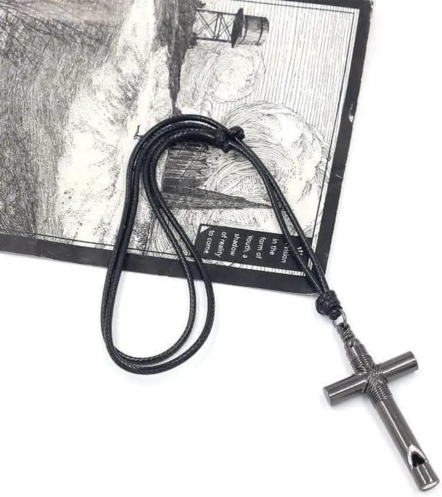 Alt view image 3 of 5 - Alloy Emergency Whistle, Loud Portable Keychain Necklace Whistle for Emergency Survival, Life Saving, Hiking, Camping, and Pet TrainingMatching ClothesGun Color