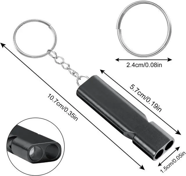Alt view image 2 of 7 - flintronic Survival Whistle with Keyring, Emergency Whistle Double Tubes Metal High Decibel Whistle Referee Whistle Emergency Whistle for Sports Rescue Training Animals