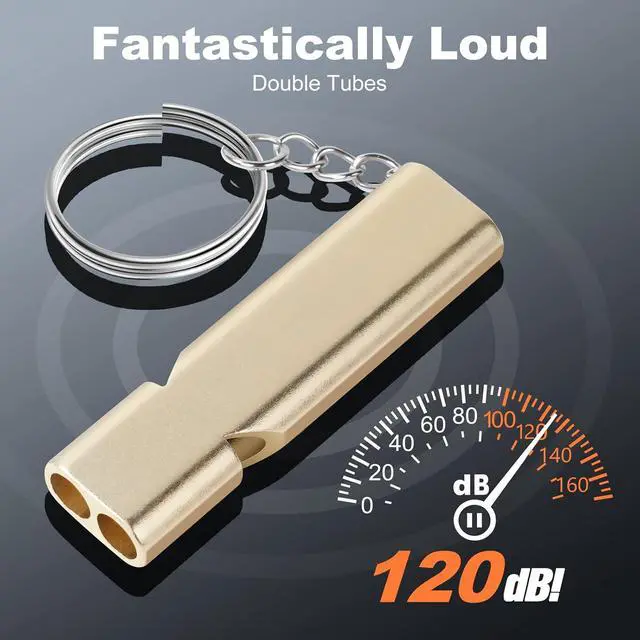 Alt view image 4 of 7 - flintronic Survival Whistle with Keyring, Emergency Whistle Double Tubes Metal High Decibel Whistle Referee Whistle Emergency Whistle for Sports Rescue Training Animals