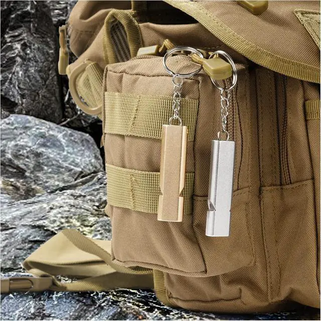 Alt view image 5 of 7 - flintronic Survival Whistle with Keyring, Emergency Whistle Double Tubes Metal High Decibel Whistle Referee Whistle Emergency Whistle for Sports Rescue Training Animals