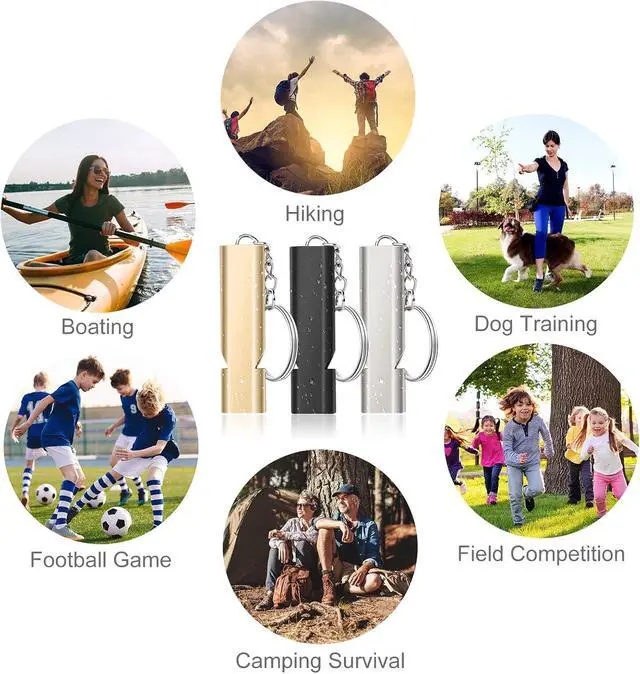 Alt view image 6 of 7 - flintronic Survival Whistle with Keyring, Emergency Whistle Double Tubes Metal High Decibel Whistle Referee Whistle Emergency Whistle for Sports Rescue Training Animals