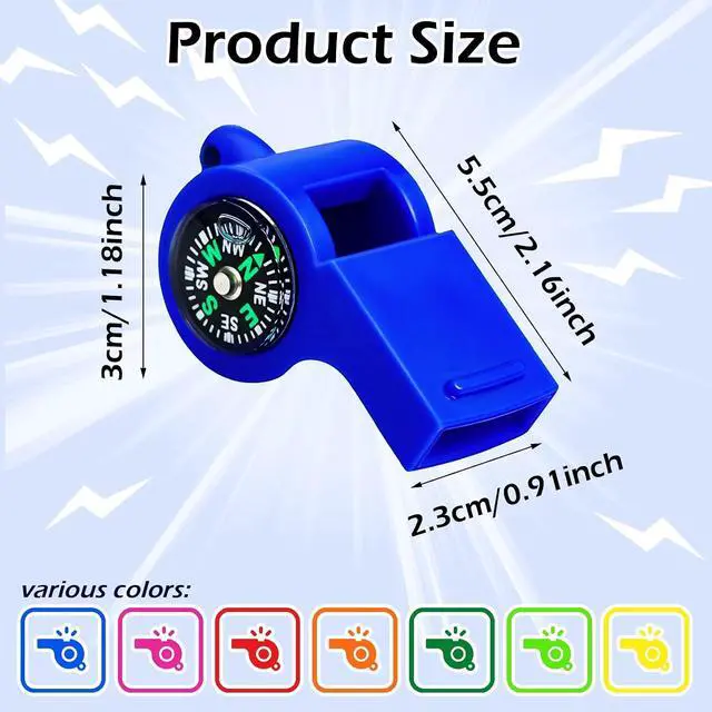 Alt view image 2 of 7 - Lothee 7 Pcs Whistle Compass 2 in 1 Function Combo Emergency Survival Whistles with Compass Loud Safety Plastic with Lanyard for Outdoor Hiking Camping Boating Hunting Fishing