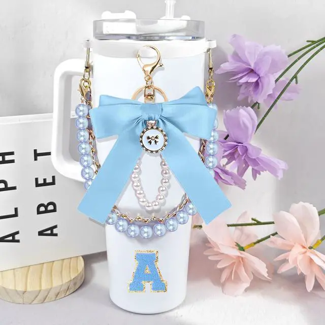 Alt view image 5 of 6 - 6Pcs Letter Accessories for Owala Water Bottle 24oz 32oz 40oz, with Cute Initial Charm and Handle Strap, Compatible with Owala Free Sip, Kids Bottle,Stanley Cup Accessories