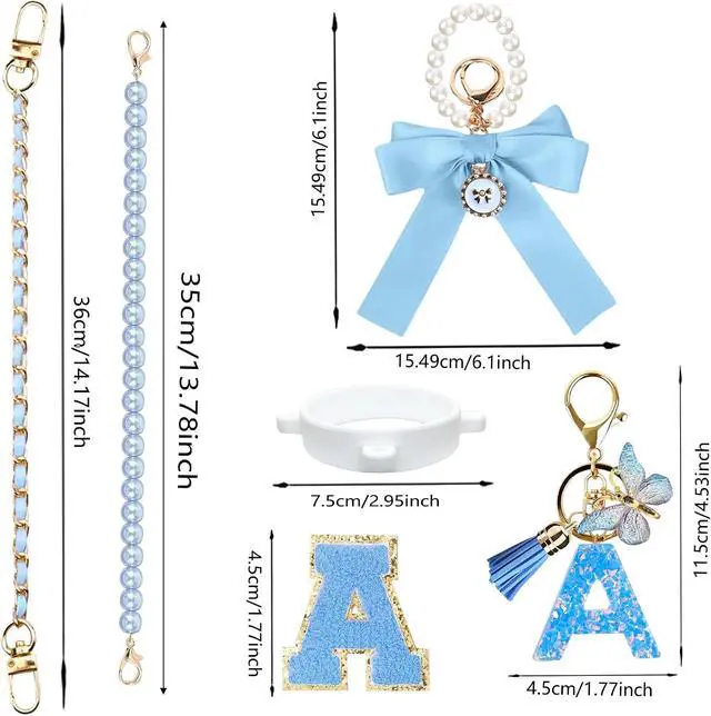Alt view image 6 of 6 - 6Pcs Letter Accessories for Owala Water Bottle 24oz 32oz 40oz, with Cute Initial Charm and Handle Strap, Compatible with Owala Free Sip, Kids Bottle,Stanley Cup Accessories