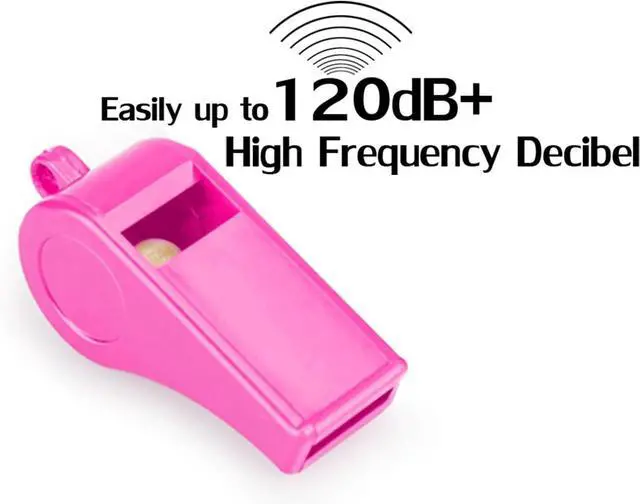 Alt view image 2 of 7 - Loud Sports Whistle with Lanyard High-Pitched Pink Plastic Whistles for Coaches, Outdoor Safety, Dog Training, Party Favors
