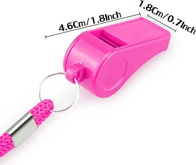 Alt view image 5 of 7 - Loud Sports Whistle with Lanyard High-Pitched Pink Plastic Whistles for Coaches, Outdoor Safety, Dog Training, Party Favors