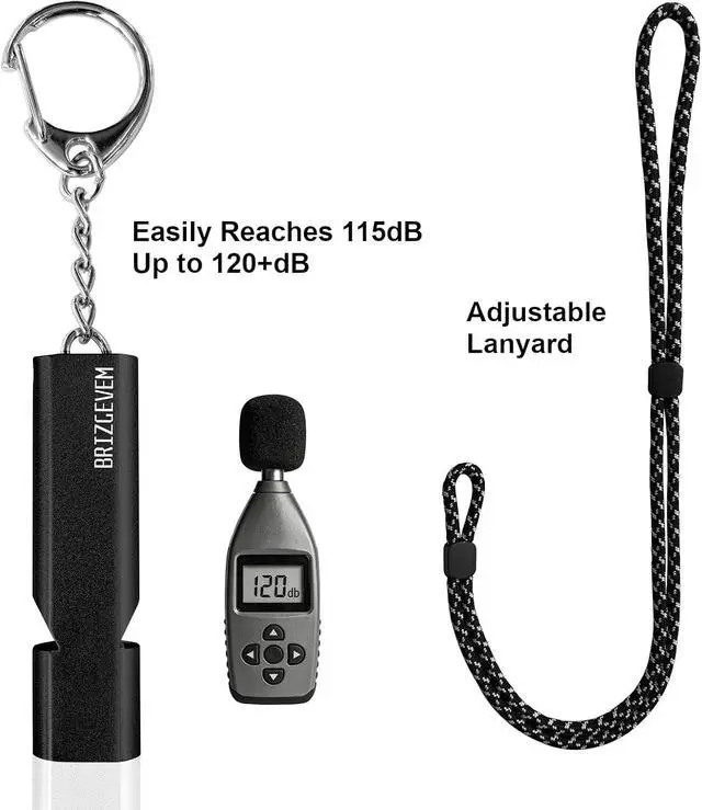 Alt view image 2 of 7 - 120+dB Aluminum Emergency Survival Whistle with Lanyard Keychain | Upgraded model, Loud alarm, Lobster clasp, Lightweight & compact, for Hiking, Camping, Dog walking, Emergency kits