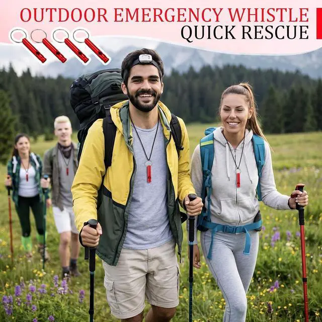 Alt view image 3 of 7 - Frienda Emergency Whistle Bulk with Keychain, Aluminum Emergency Survival Whistle for Camping Hiking Hunting Outdoors Sports, Loud Sound
