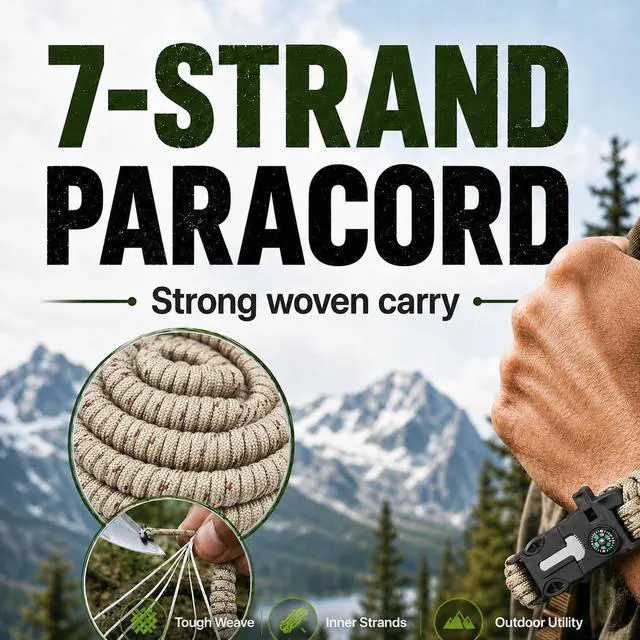 Alt view image 6 of 7 - Sports Whistle, 6-in-1 Survival Whistle with Compass & Fire Starter | ABS Plastic & Paracord, Compact Wristband, 6-in-1 Loud Whistle Compass Fire Starter, Outdoor Camping Sports