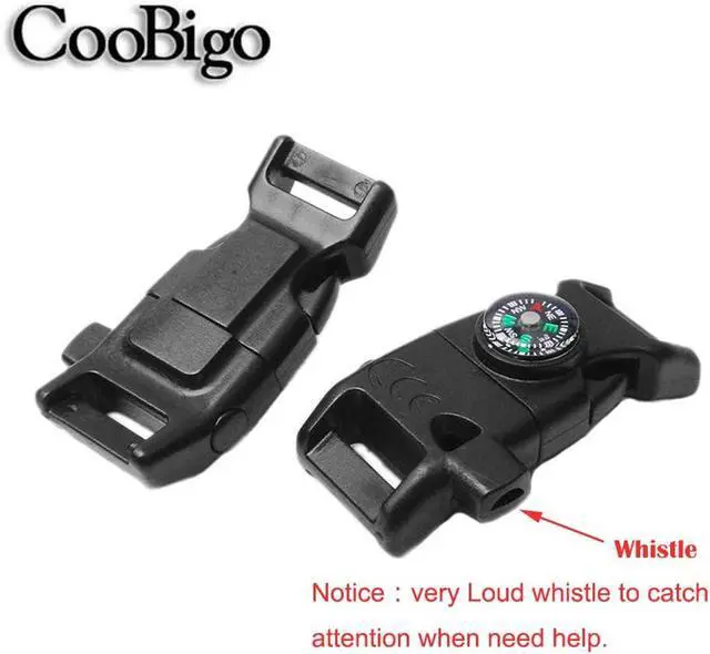 Alt view image 4 of 5 - Paracord Buckle with Whistle Compass, Side Release Plastic Buckles for Paracord Bracelet