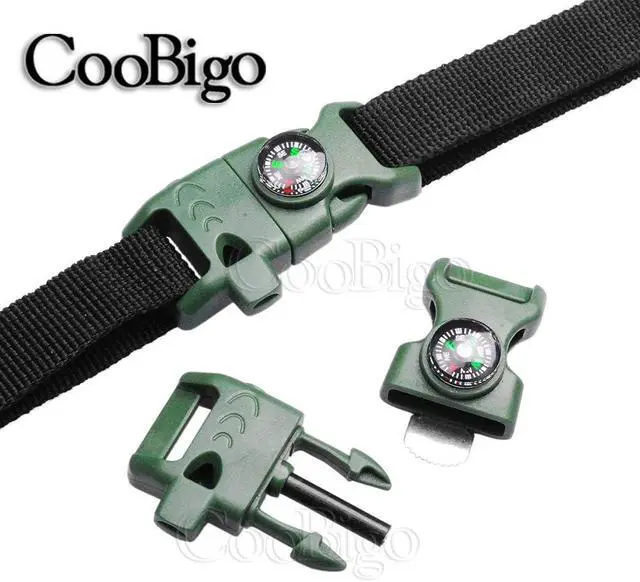 Alt view image 5 of 5 - Paracord Buckle with Whistle Compass, Side Release Plastic Buckles for Paracord Bracelet