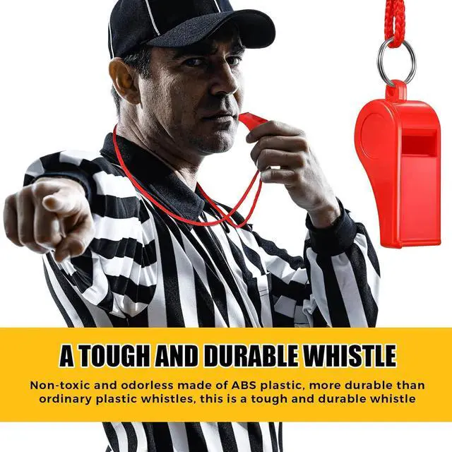 Alt view image 7 of 7 - Deekin 24 Pcs Whistles for Coaches Red Plastic Whistle with Lanyard Bulk Sports Loud Crisp Sound for Referee Training Soccer, Self Defense and Emergency