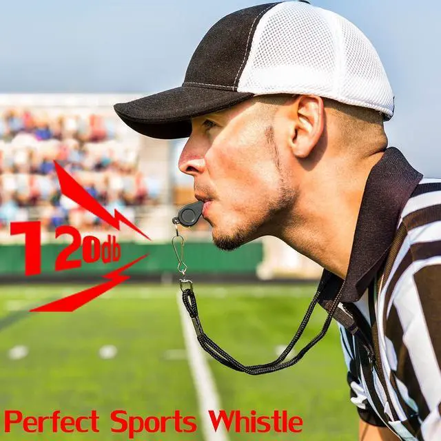 Alt view image 2 of 6 - Whistle with Lanyard, Loud Crisp Sound Plastic Sports Whistles for Coaches, Referees, Training, Emergency Survival (Pea Whistle-Black/Red)