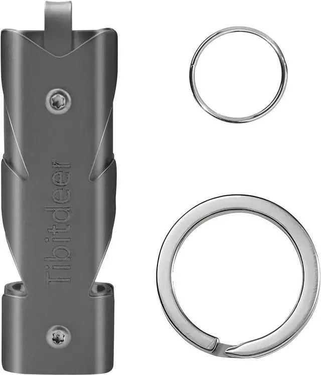 Main image of Tibitdeer Titanium Emergency Whistle, 120db Safety Whistle with Keychain Rings for Outdoor Camping Hiking Boating Backpacking Fishing Kayak Kids Rescue Signaling Loud Survival Whistle