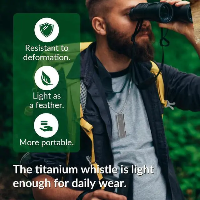 Alt view image 3 of 6 - Tibitdeer Titanium Emergency Whistle, 120db Safety Whistle with Keychain Rings for Outdoor Camping Hiking Boating Backpacking Fishing Kayak Kids Rescue Signaling Loud Survival Whistle