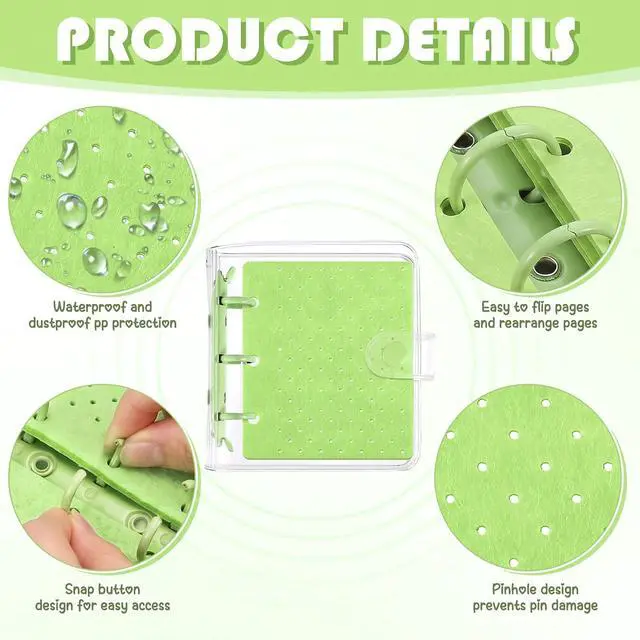 Alt view image 3 of 6 - 8 Pcs Green Mini Trading Pin Book Enamel Pin Collection Binder | Clear Collection Travel Trading Binder Holder Badge Book Storage Organizer up to 36 1-inch Enamel Pins for Travel Collectors