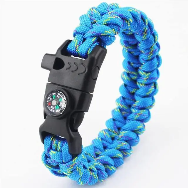 Alt view image 2 of 6 - CooBigo 5/8" Compass Whistle Buckle Plastic Paracord Bracelet Outdoor Camping Emergency Survival Travel Kits