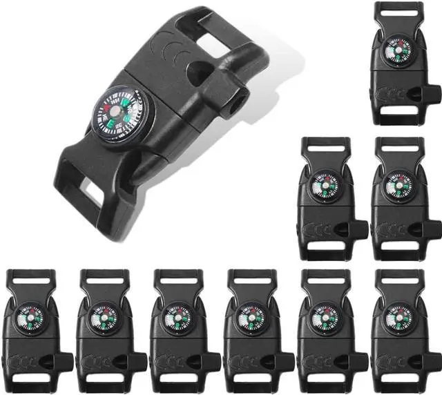 Main image of CooBigo 5/8" Compass Whistle Buckle Plastic Paracord Bracelet Outdoor Camping Emergency Survival Travel Kits