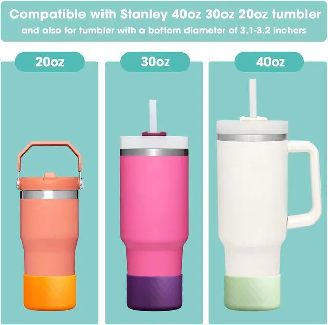 Alt view image 5 of 7 - Upgrade 2PCS Protective Silicone Boot Bumper for Stanley Quencher Adventure 40oz 30oz IceFlow 20oz 30oz Tumbler, Water Bottle Bottom Sleeve Cover Accessories for Stanley Mug Cup(Dark Purple)