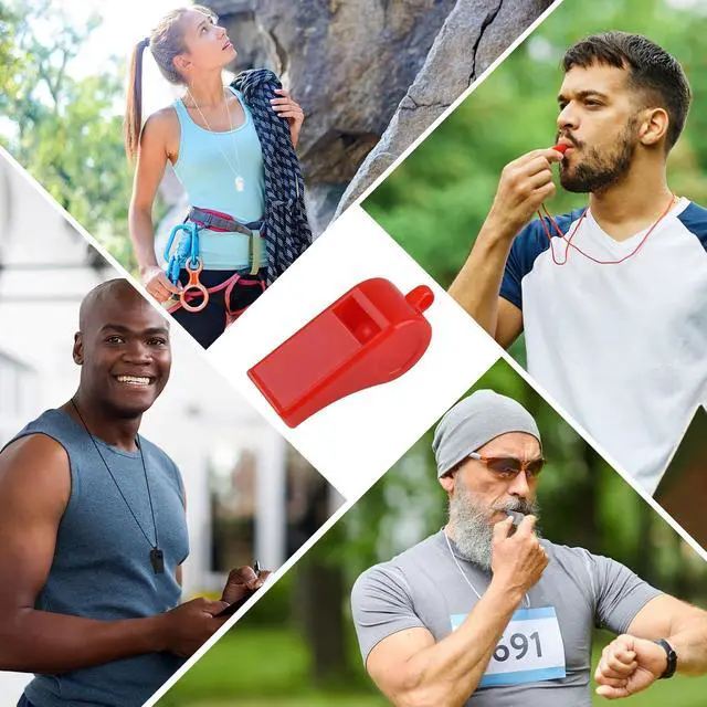 Alt view image 7 of 7 - 5 Pcs Referees Loud Plastic Emergency Whistle with Lanyard for Outdoor Activities, Coach Trainning,Sports Whistles Christmas Halloween Easterday Boxes Fillers