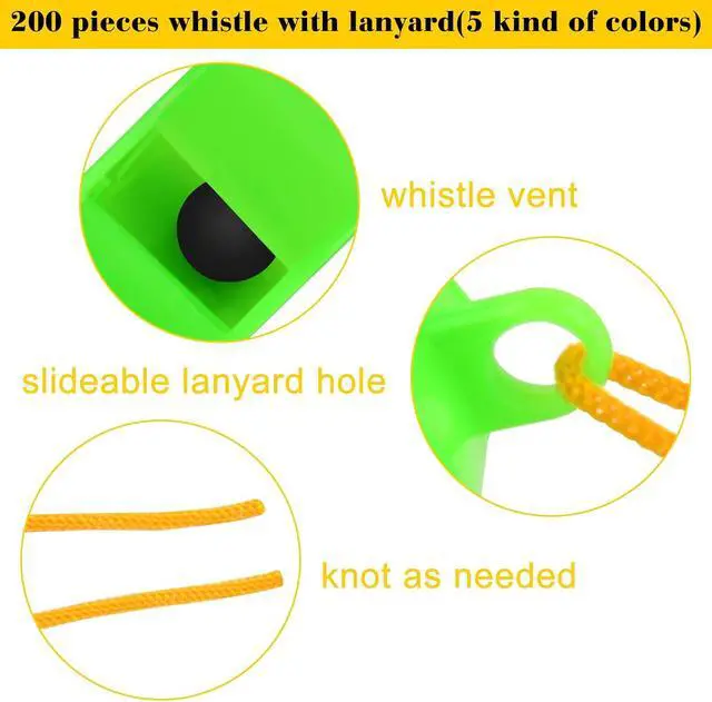 Alt view image 6 of 7 - 5 Pcs Referees Loud Plastic Emergency Whistle with Lanyard for Outdoor Activities, Coach Trainning,Sports Whistles Christmas Halloween Easterday Boxes Fillers