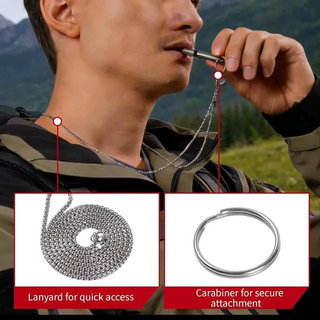 Alt view image 2 of 7 - Titanium Emergency Whistle, Gray, 2 Inches Length, 120db Loud Safety Whistle with Necklace Chain, for Survival, Hiking, Camping, Pet Training