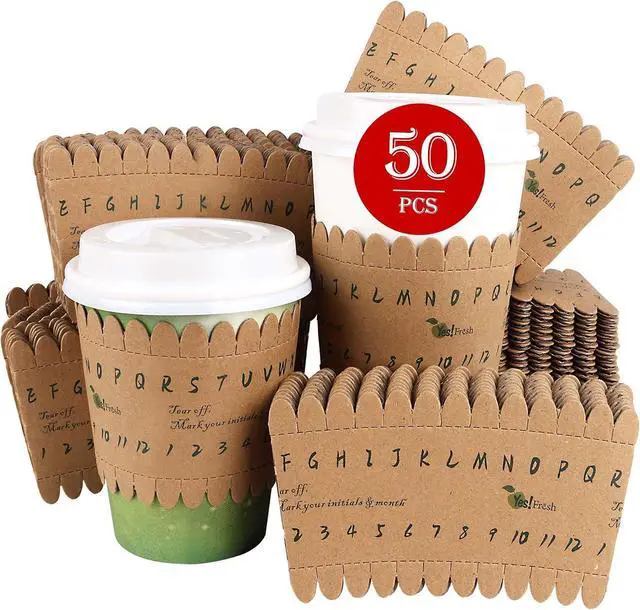 Main image of Yes!Fresh Eco-ID Sleeve - Unique Paper Cup Sleeves for Easy Cup Identification, Compatible with 12oz, 16oz, and 20oz Paper Cups, Reduces Waste for Parties, Gatherings, and Events (50 Pack)