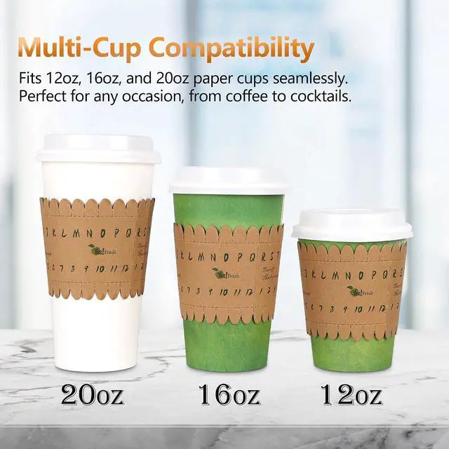 Alt view image 3 of 7 - Yes!Fresh Eco-ID Sleeve - Unique Paper Cup Sleeves for Easy Cup Identification, Compatible with 12oz, 16oz, and 20oz Paper Cups, Reduces Waste for Parties, Gatherings, and Events (50 Pack)